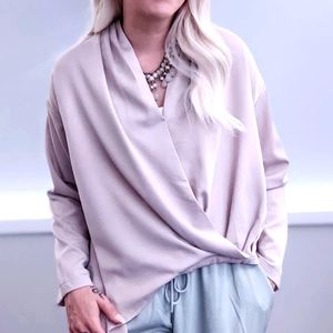 Soft Blush Pink Long Sleeved Blouse